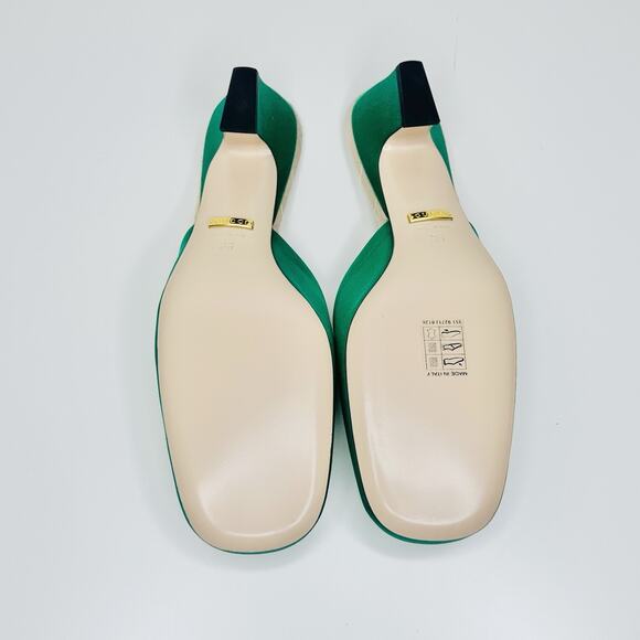 NIB Gucci Horsebit Crystals Satin Mules IT 36 US 6 Slip On Emerald Green Sandal - Picture 12 of 15